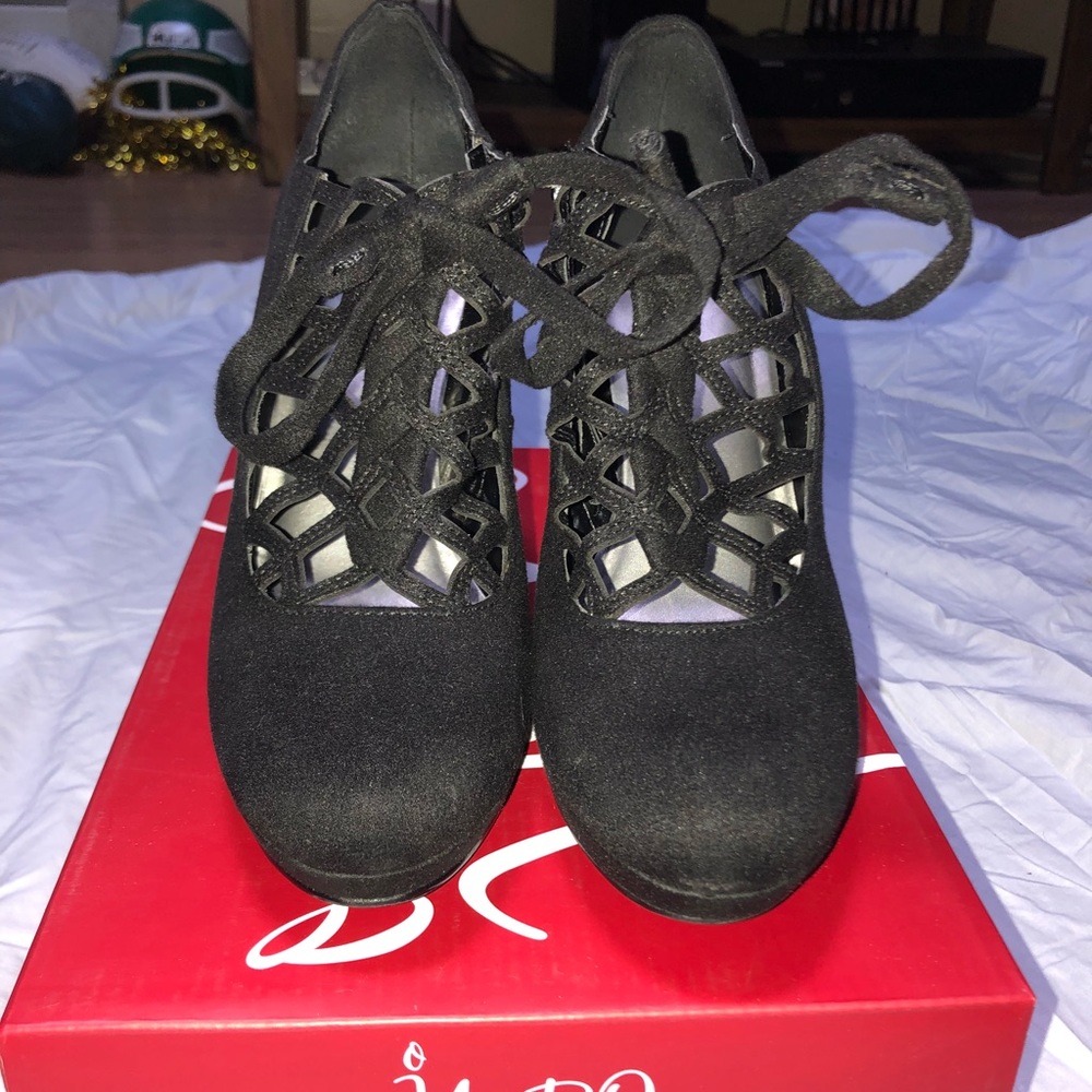 Impo Black lace up heel Ankle Booties